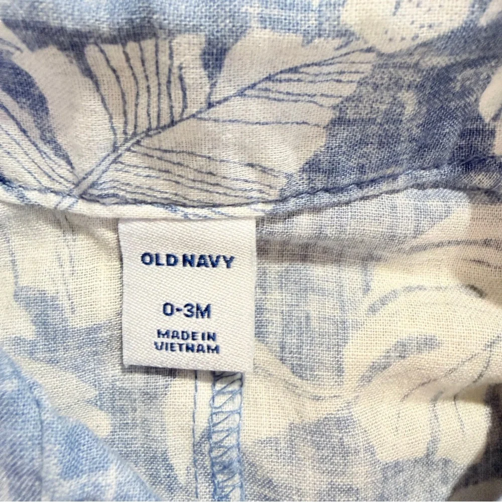 Old Navy Unisex‎ Printed Linen-Blend One-Piece Summer Romper for Baby 0-3 months